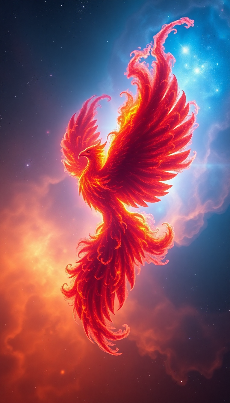 Nebula Shaped Like Phoenix Bird Digital art Wallpaper
