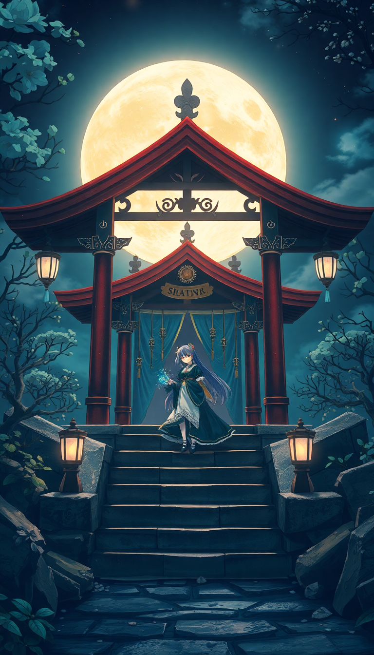 Moonlit Shrine Maiden Anime Mystical Anime Wallpaper