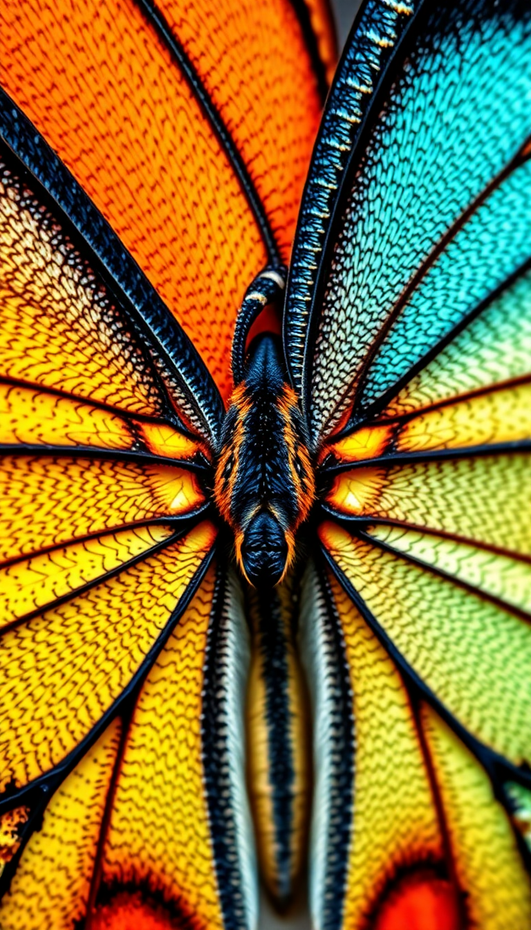 Electric Wing Macro Scales Colorful Photorealistic Wallpaper