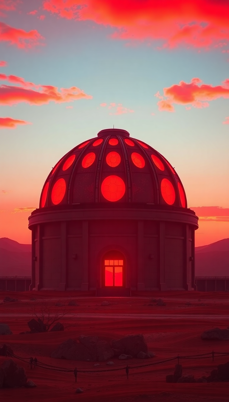Mars Colony Dome At Sunset Digital art Wallpaper