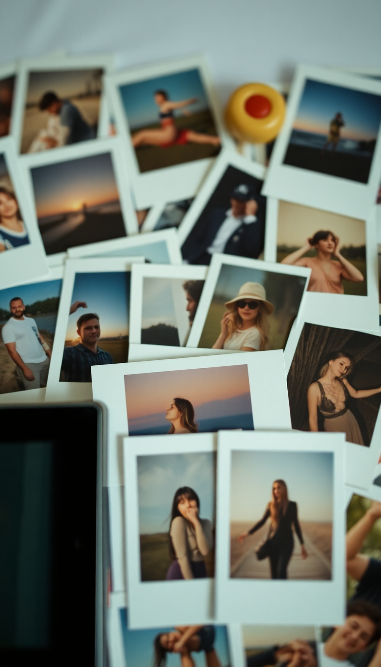 Vintage Polaroid Collection Scattered Memories Aesthetic Original Wallpaper