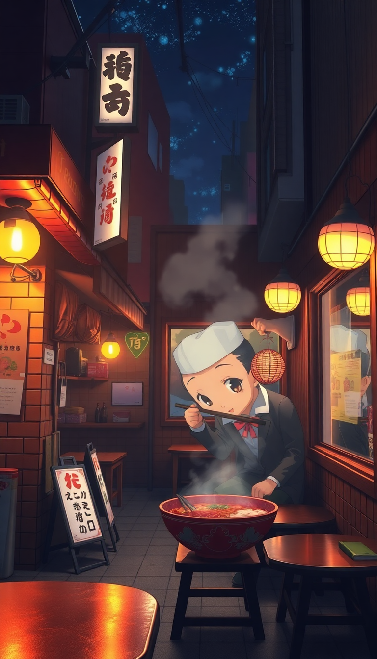 Cozy Ramen Shop At Night Anime Wallpaper