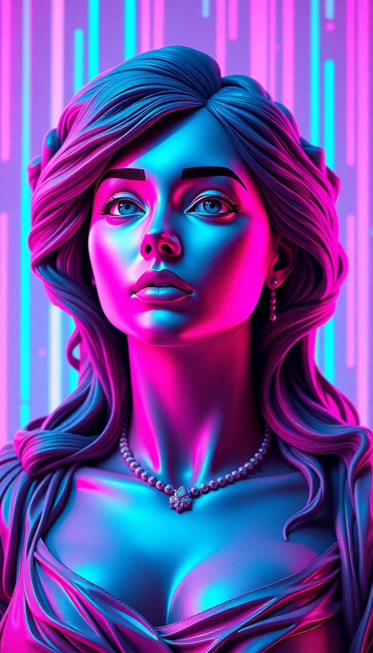 Vaporwave Roman Bust Glitch Aesthetic Digital art Wallpaper