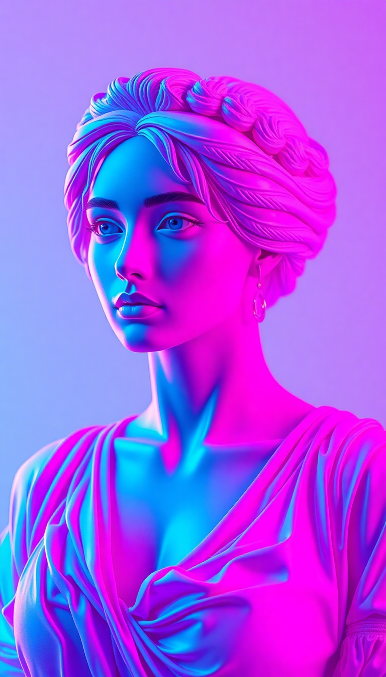 Vaporwave Roman Bust Glitch Aesthetic Digital art Wallpaper