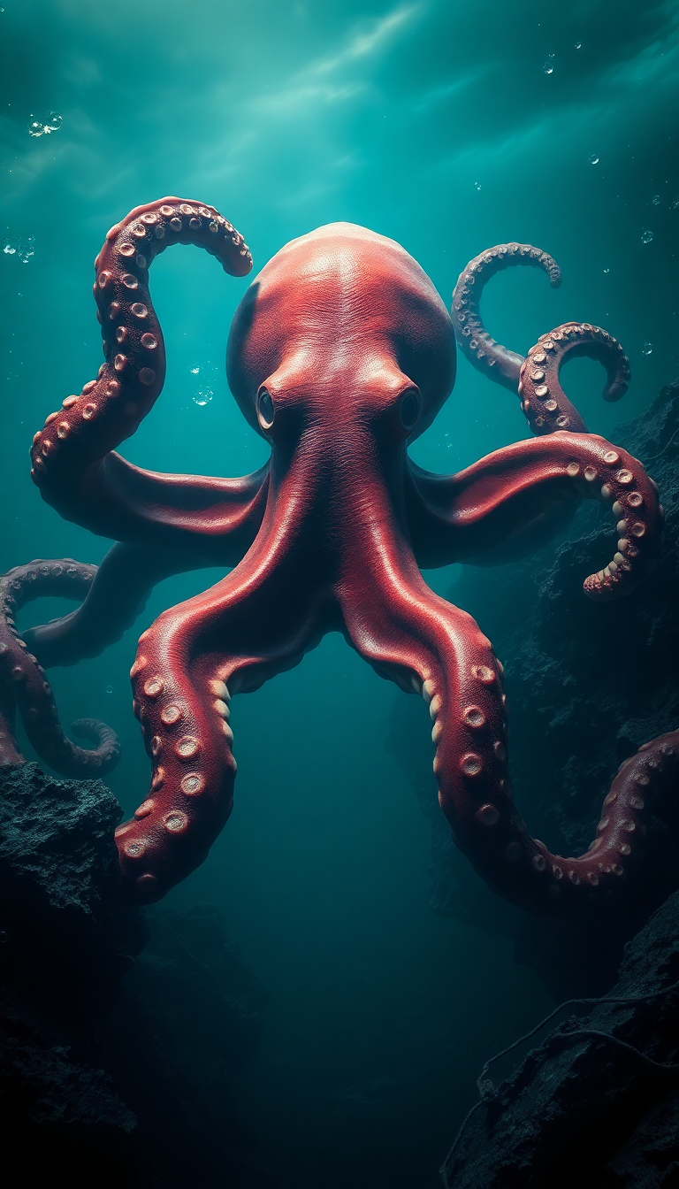 Giant Octopus Shipwreck Deep Ocean Digital art Wallpaper