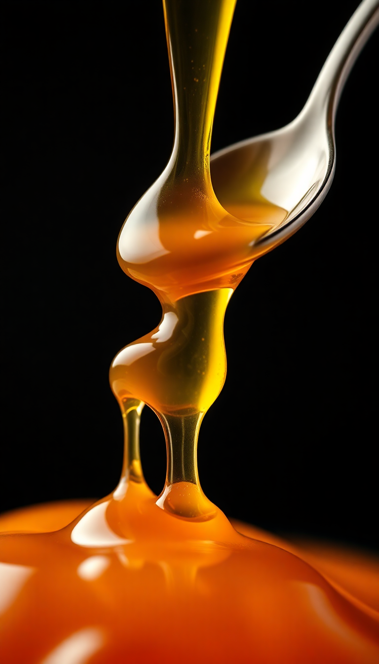 Honey Dripping From Spoon Golden Photorealistic Wallpaper