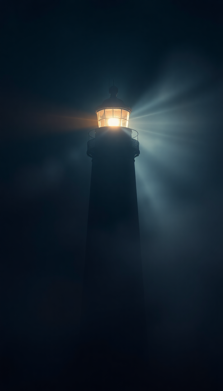 Old Lighthouse Beam Cutting Through Photorealistic Wallpaper