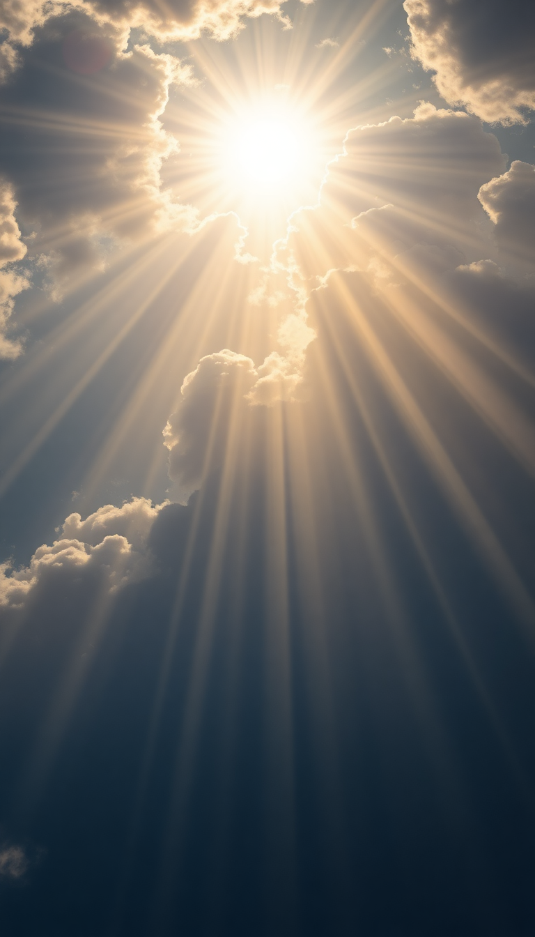 Sun Rays Through Storm Clouds Photorealistic Wallpaper