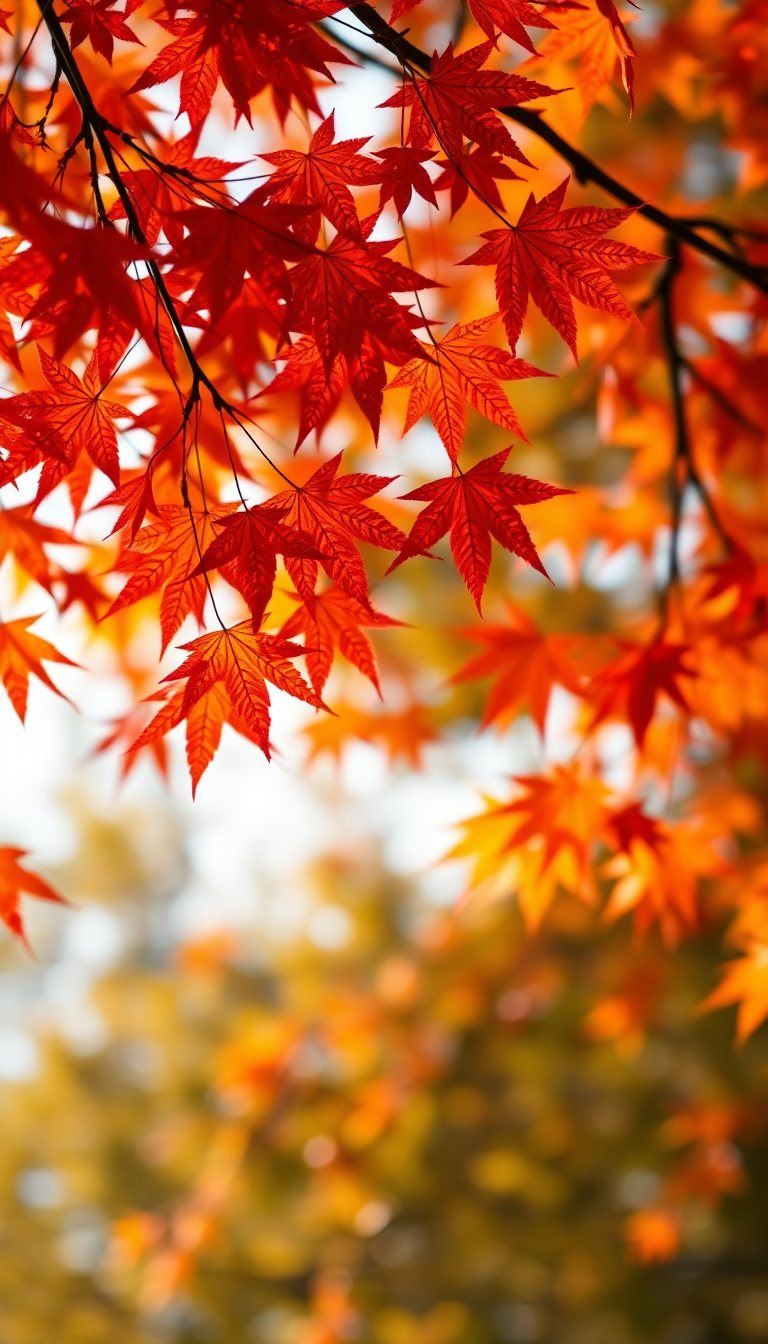 Autumn Leaves Falling Maple Red Photorealistic Wallpaper