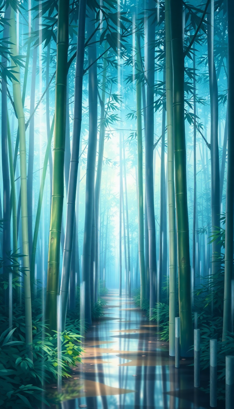 Bamboo Forest Rain Anime Peaceful Anime Wallpaper