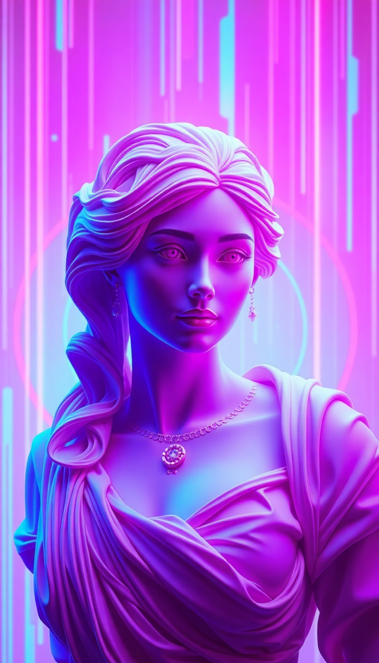 Vaporwave Roman Bust Glitch Aesthetic Digital art Wallpaper