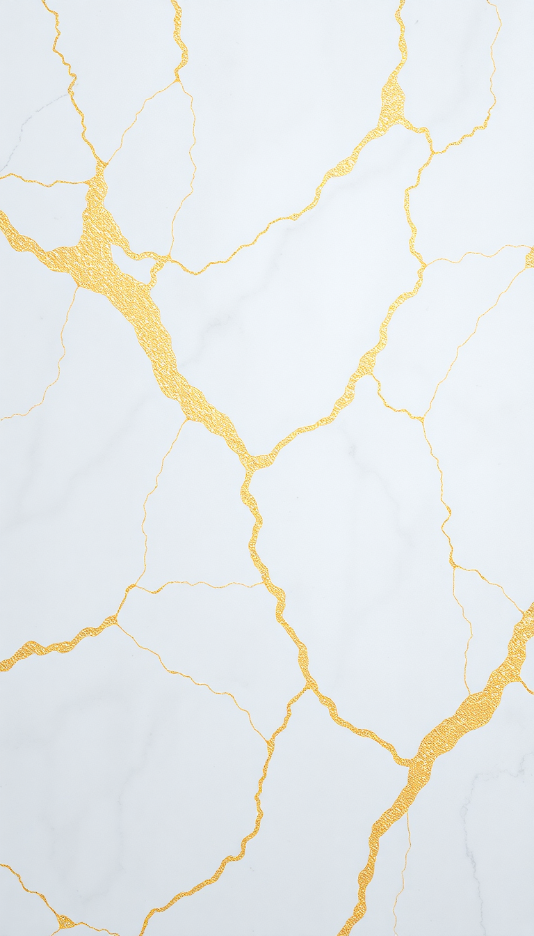 Marble Texture White Gold Veins Photorealistic Wallpaper