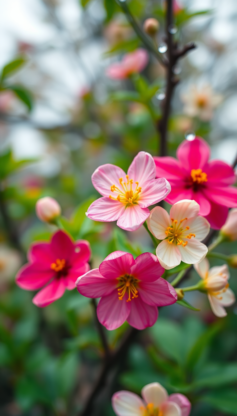 Spring Rain Flower Blooming Time Aesthetic Wallpaper