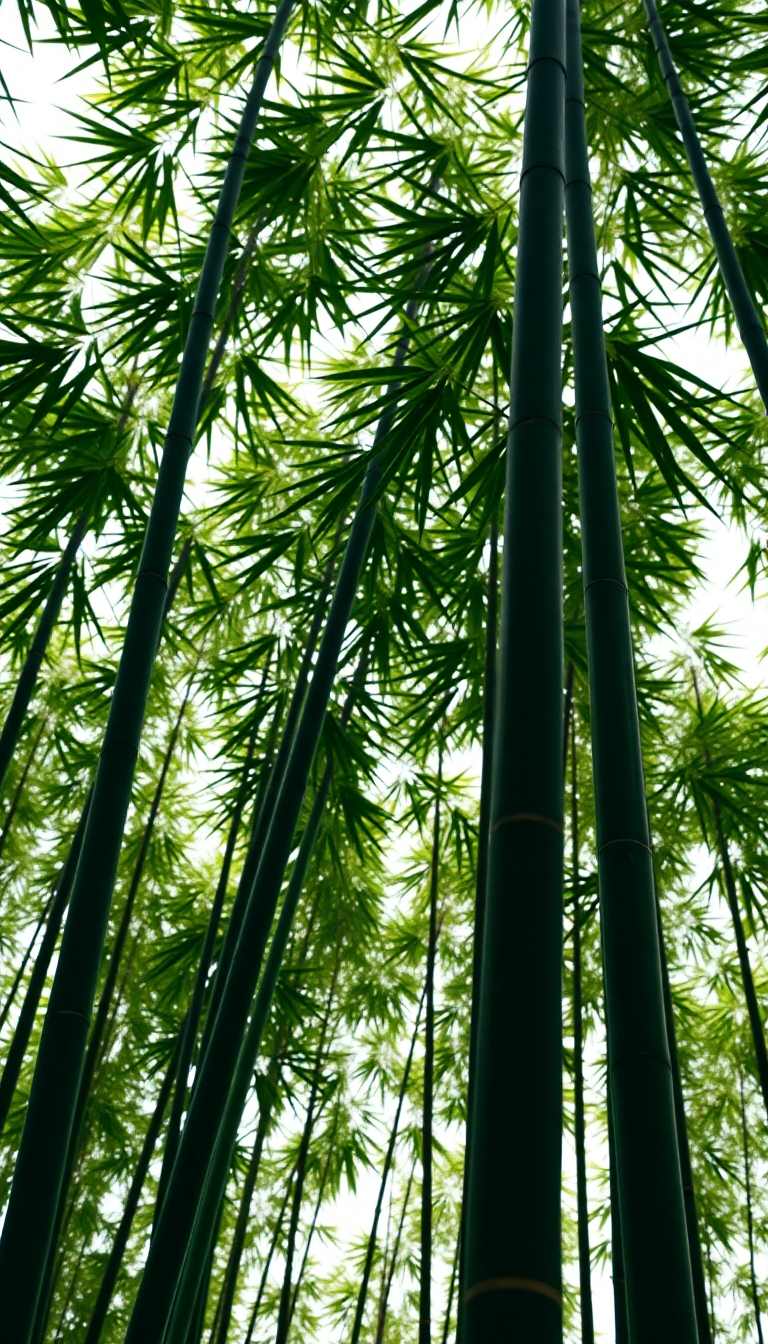 Bamboo Grove Swaying In Wind Minimalist Wallpaper
