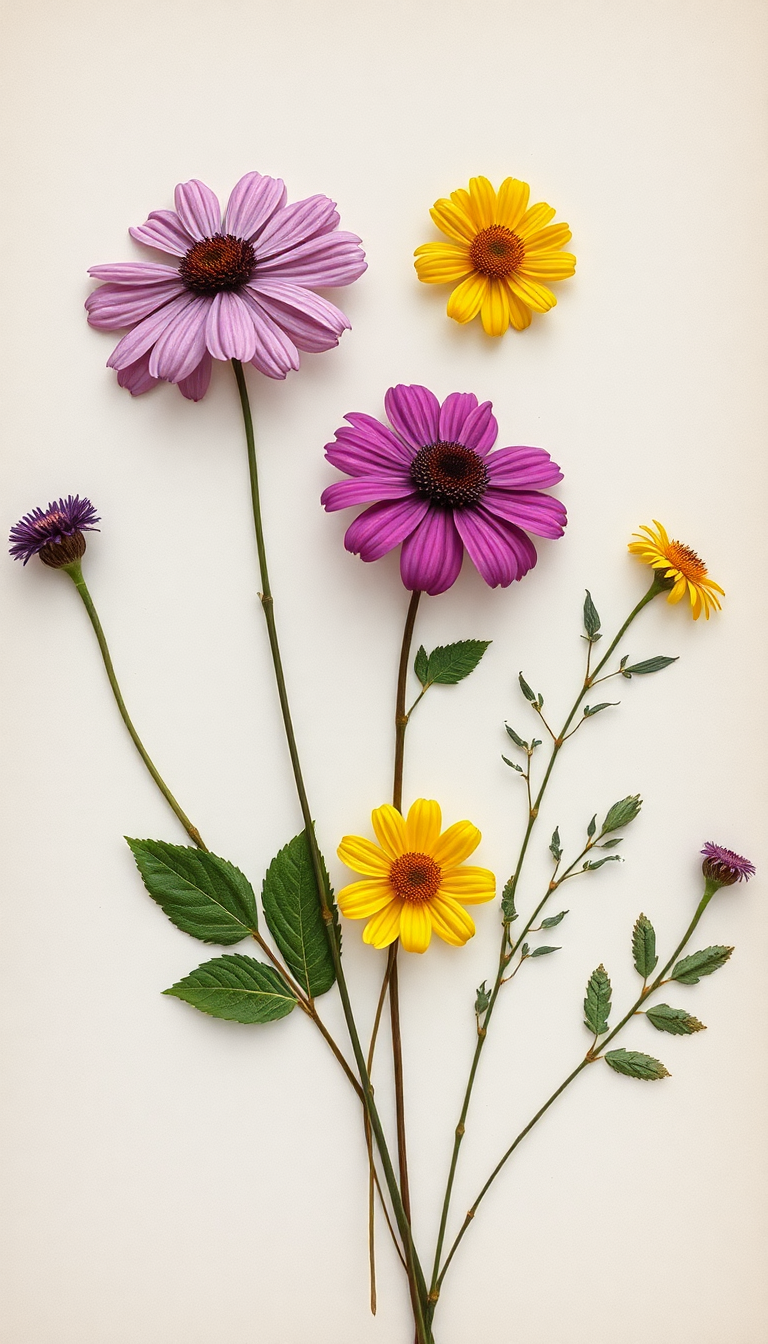 Pressed Flowers Journal Vintage Botanical Aesthetic Fresh Wallpaper