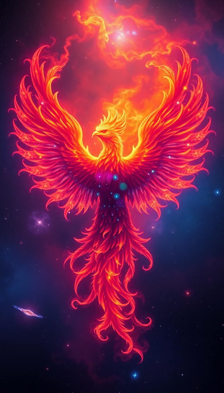 Nebula Shaped Like Phoenix Bird Digital art Wallpaper