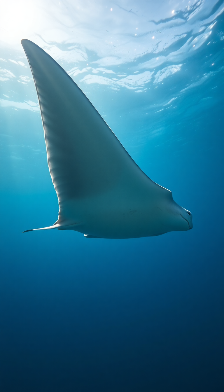 Manta Ray Gliding Graceful Underwater Photorealistic Wallpaper