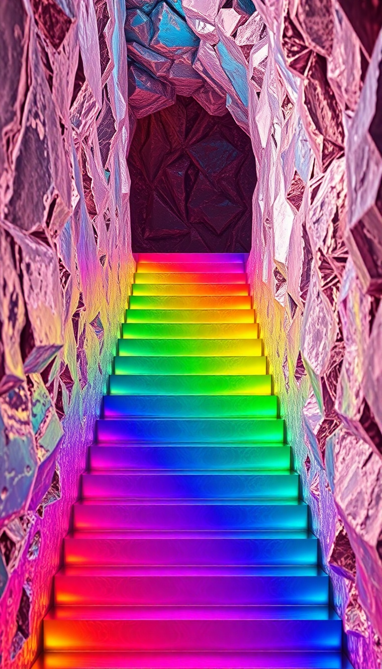 Bismuth Crystal Formation Rainbow Metallic Photorealistic Wallpaper