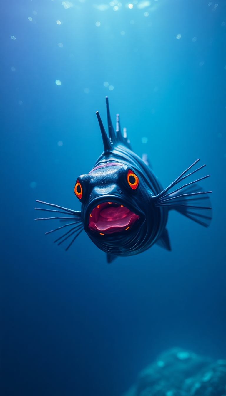 Deep Sea Anglerfish Bioluminescent Abyss Digital art Wallpaper