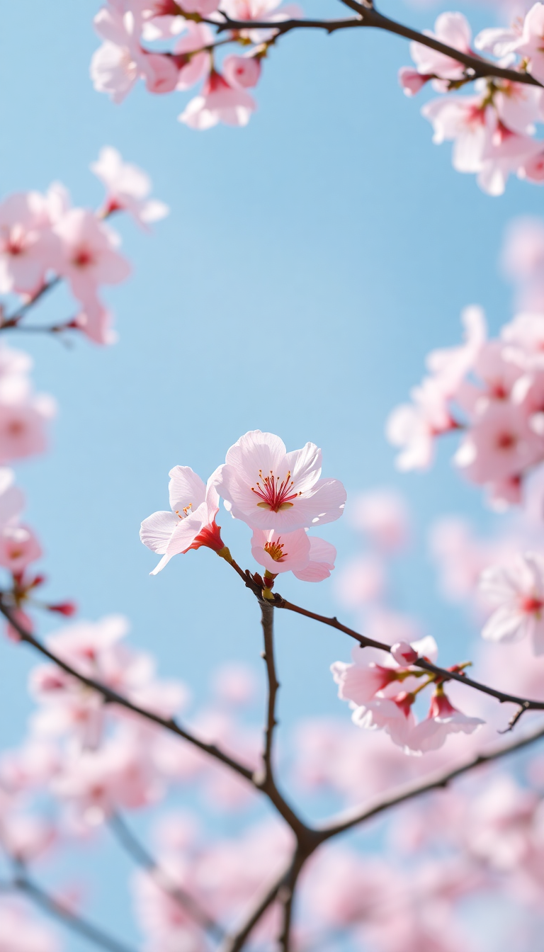 Spring Cherry Blossoms Japan Peak Photorealistic Wallpaper