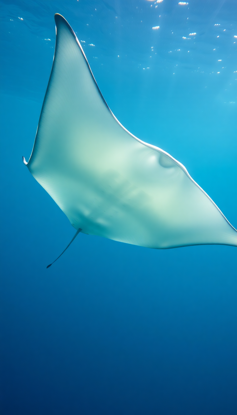 Manta Ray Gliding Graceful Underwater Photorealistic Wallpaper