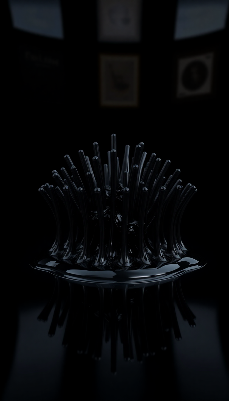 Ferrofluid Spikes Magnetic Sculpture Black Digital art Wallpaper