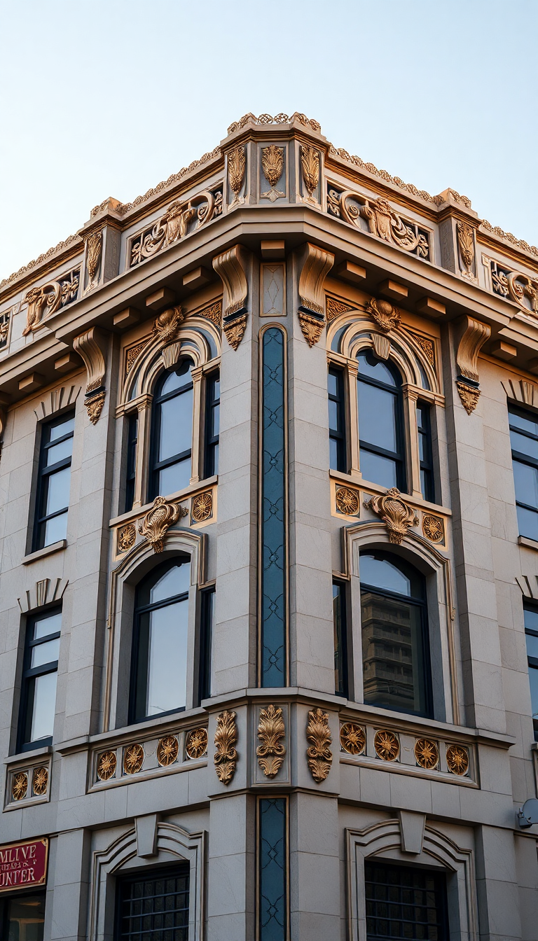 Art Deco Building Facade Geometric Photorealistic Wallpaper