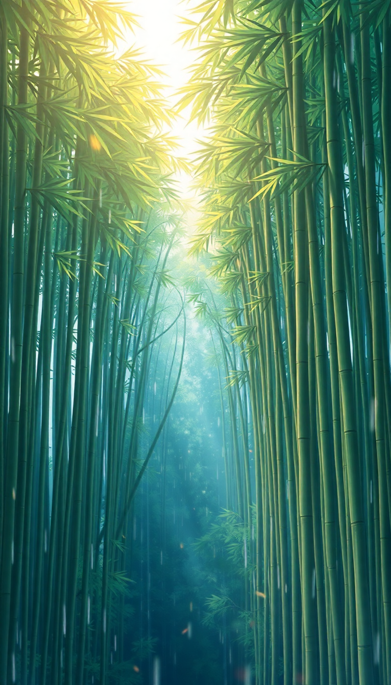 Bamboo Forest Rain Anime Peaceful Anime Wallpaper
