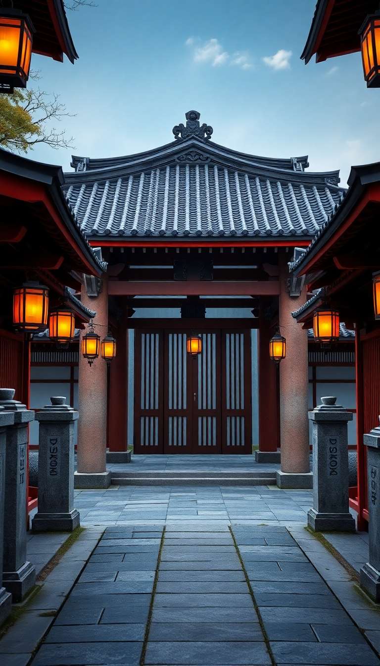 Japanese Temple Gate Torii Path Photorealistic Wallpaper