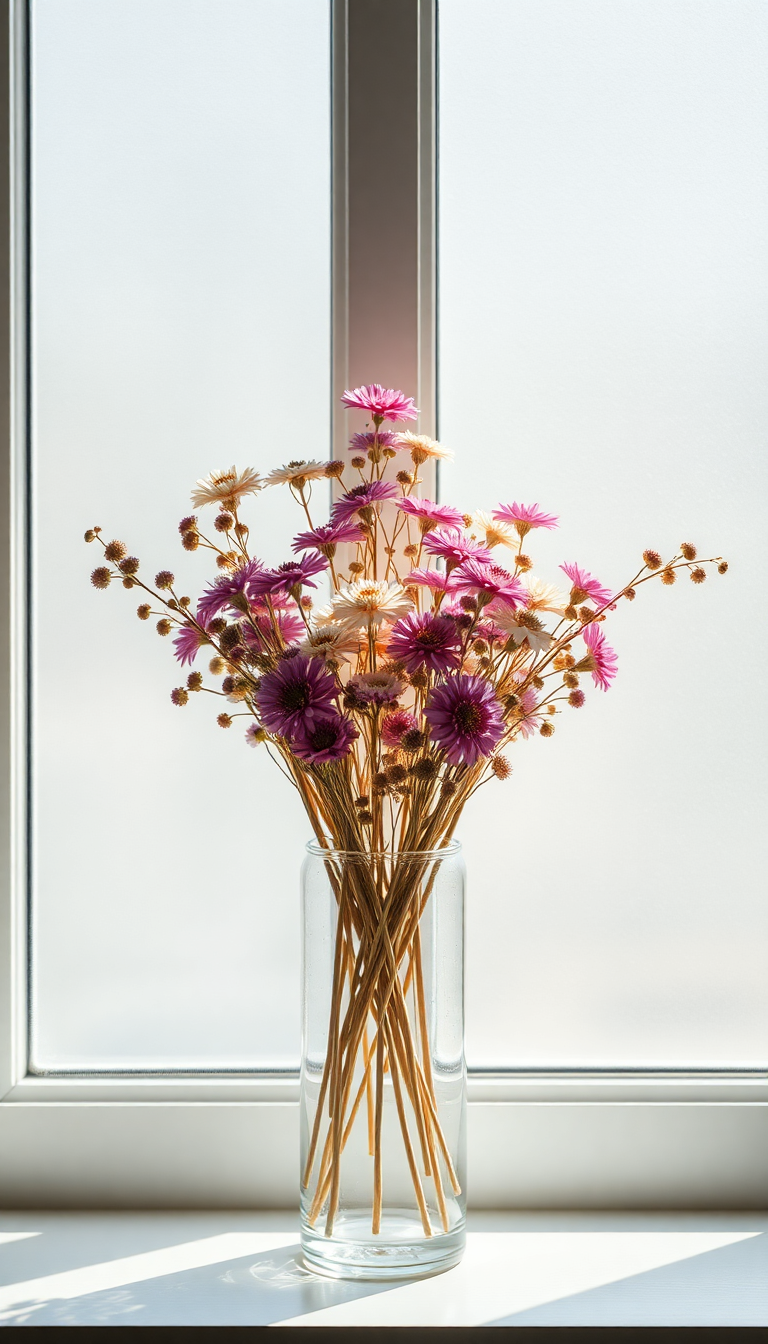 Dried Flowers In Glass Vase Aesthetic Wallpaper