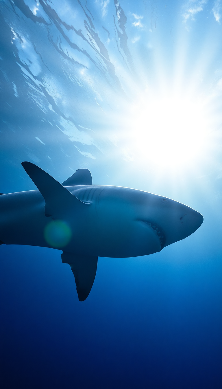Shark Silhouette From Below Dramatic Photorealistic Wallpaper