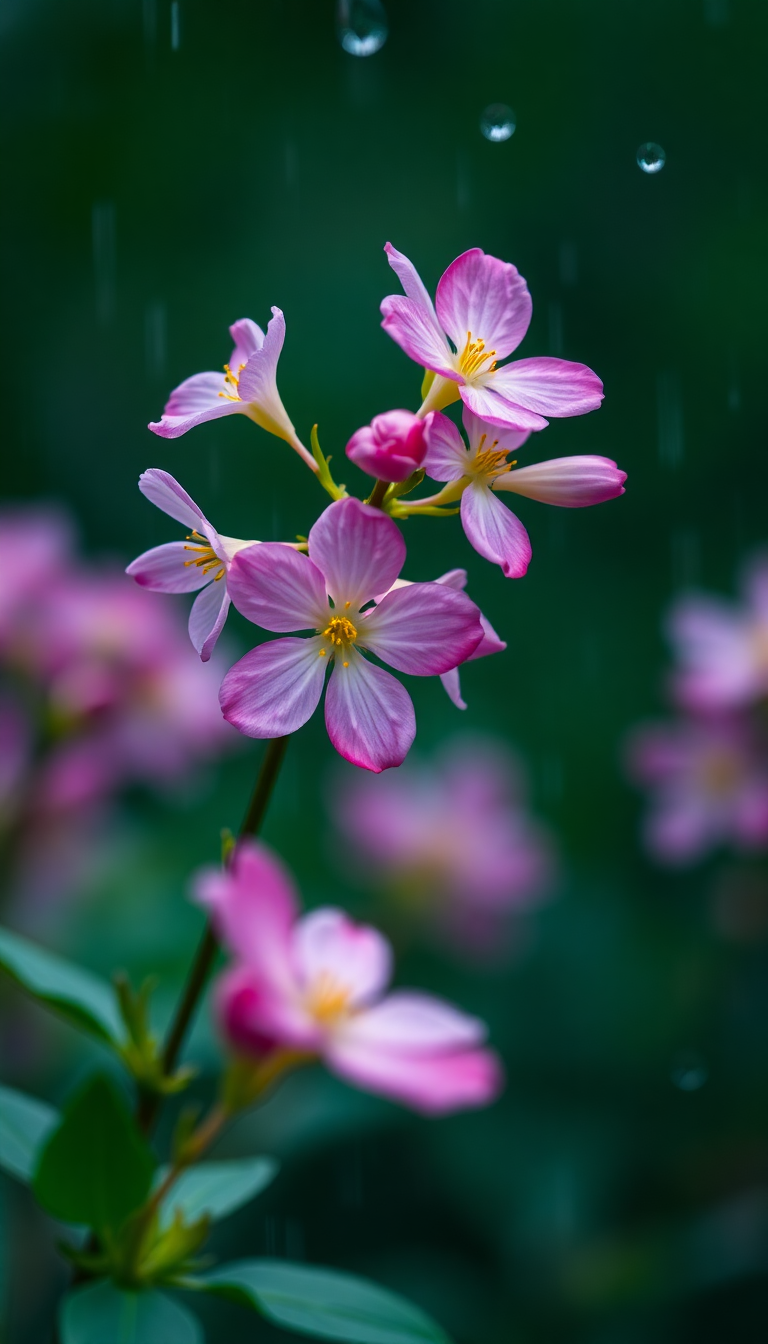 Spring Rain Flower Blooming Time Aesthetic Wallpaper