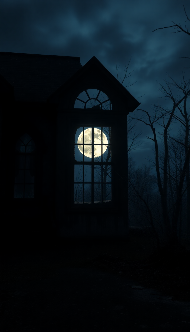 Abandoned Mansion Moonlight Through Broken Photorealistic Wallpaper