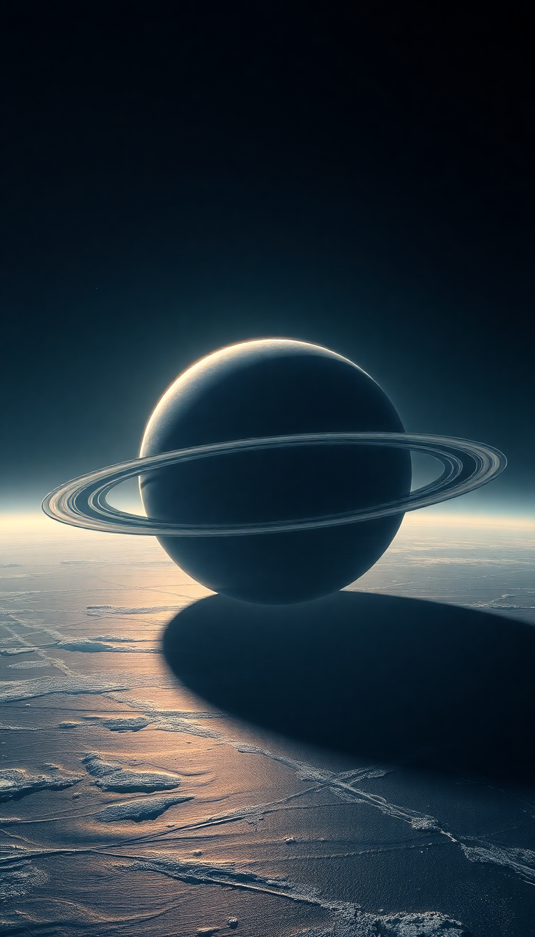Massive Ringed Planet Rising Over Photorealistic Wallpaper