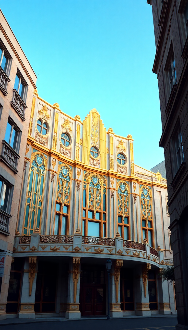 Art Deco Building Facade Geometric Photorealistic Wallpaper