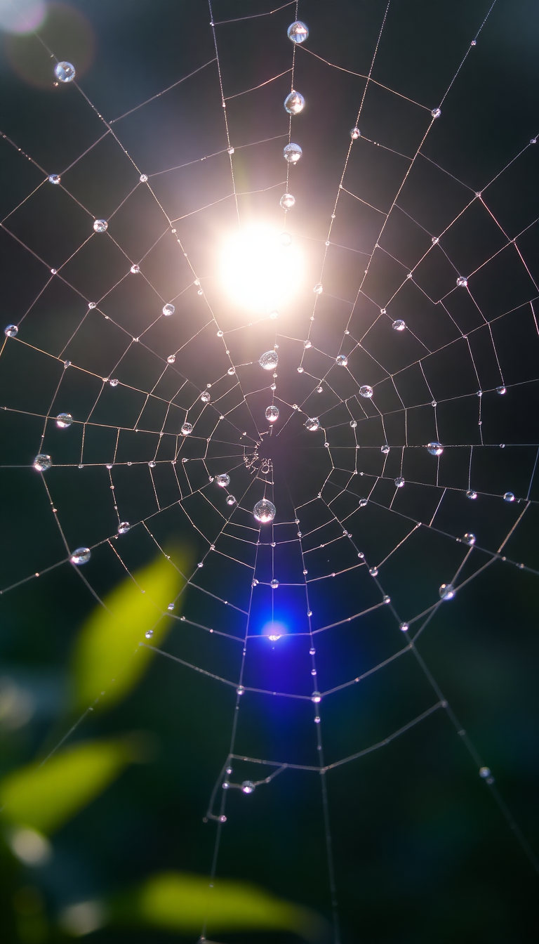 Dew Drops On Spiderweb Morning Aesthetic Wallpaper