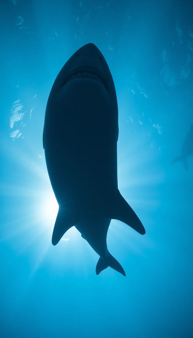 Shark Silhouette From Below Dramatic Photorealistic Wallpaper