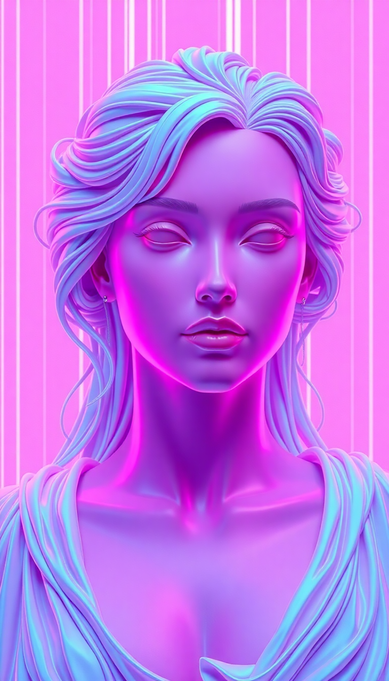 Vaporwave Roman Bust Glitch Aesthetic Digital art Wallpaper