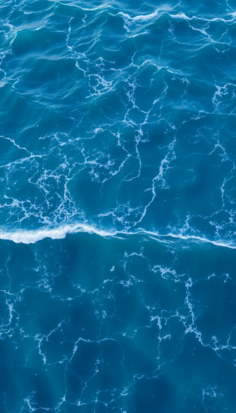 Ocean Waves Aerial View Pattern Photorealistic Wallpaper