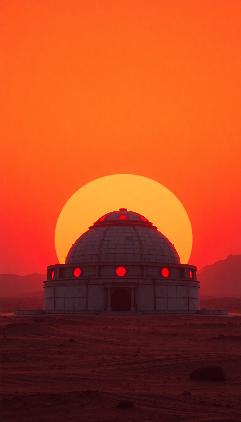 Mars Colony Dome At Sunset Digital art Wallpaper