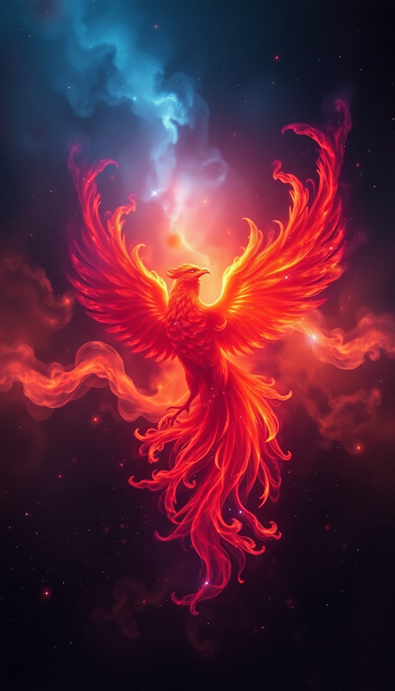 Nebula Shaped Like Phoenix Bird Digital art Wallpaper