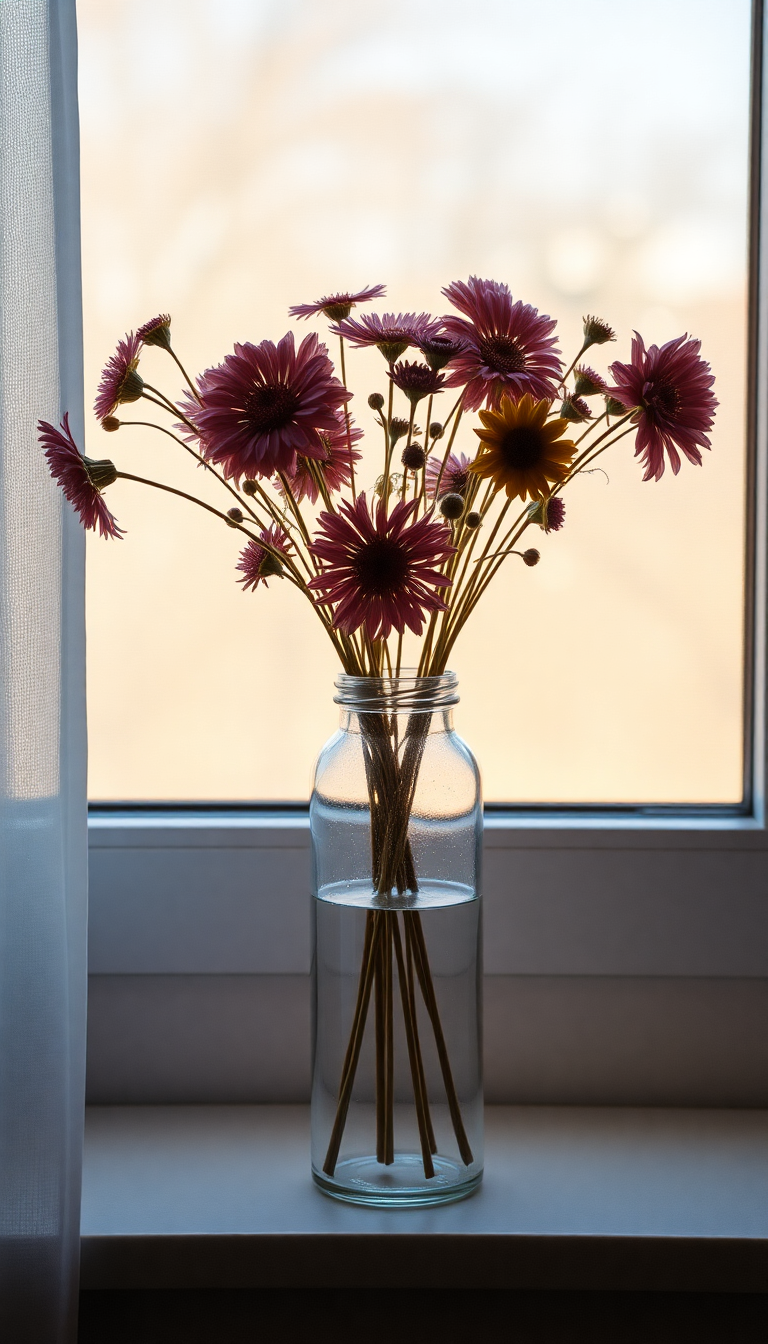 Dried Flowers In Glass Vase Aesthetic Wallpaper