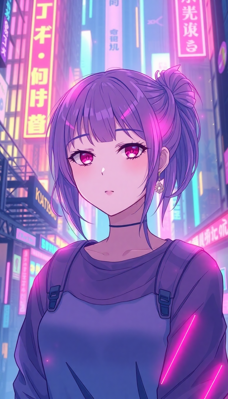 Cyberpunk Anime Girl Neon City Anime Wallpaper