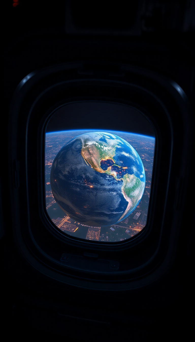 Space Station Window View Of Photorealistic Wallpaper