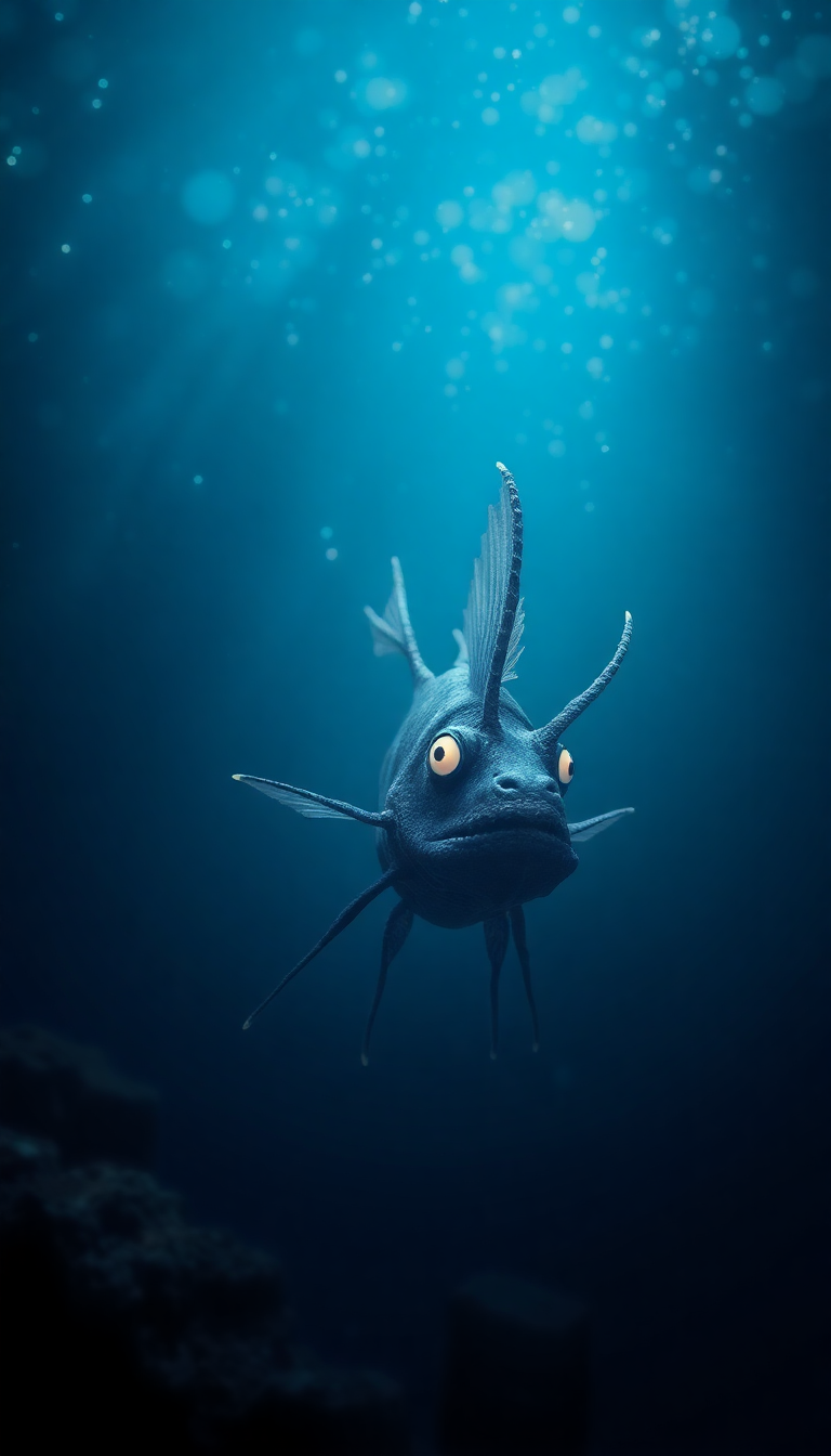 Deep Sea Anglerfish Bioluminescent Abyss Digital art Wallpaper