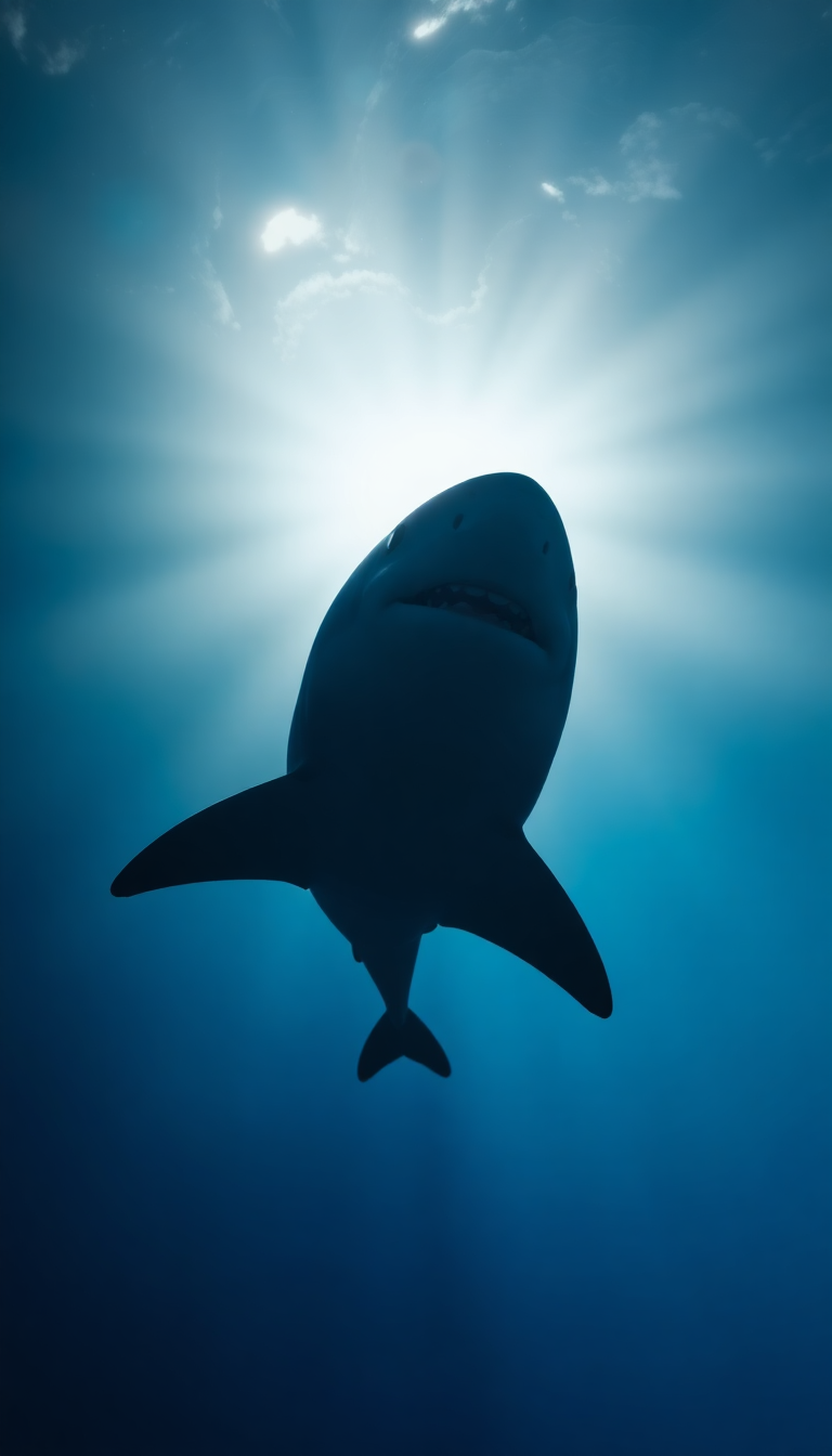 Shark Silhouette From Below Dramatic Photorealistic Wallpaper