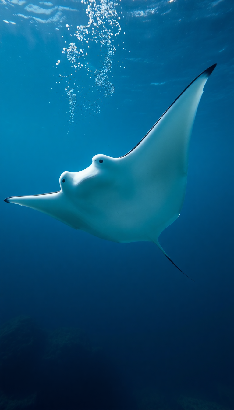 Manta Ray Gliding Graceful Underwater Photorealistic Wallpaper
