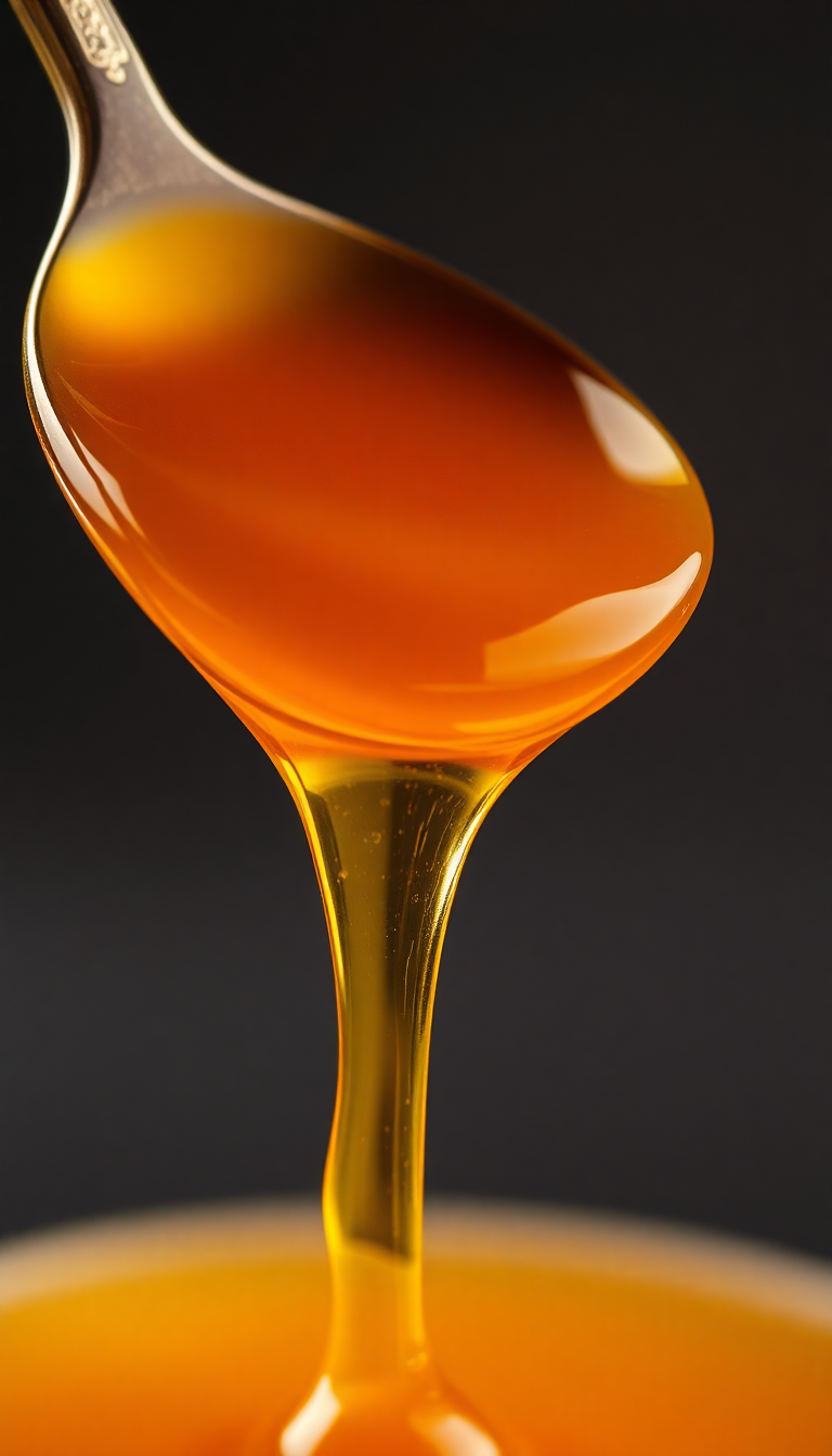 Honey Dripping From Spoon Golden Photorealistic Wallpaper