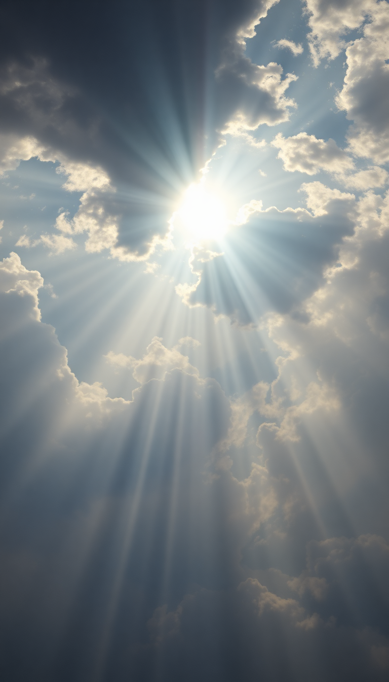Sun Rays Through Storm Clouds Photorealistic Wallpaper