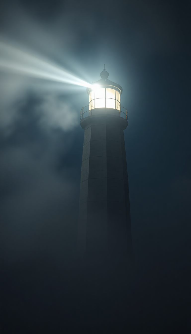 Old Lighthouse Beam Cutting Through Photorealistic Wallpaper